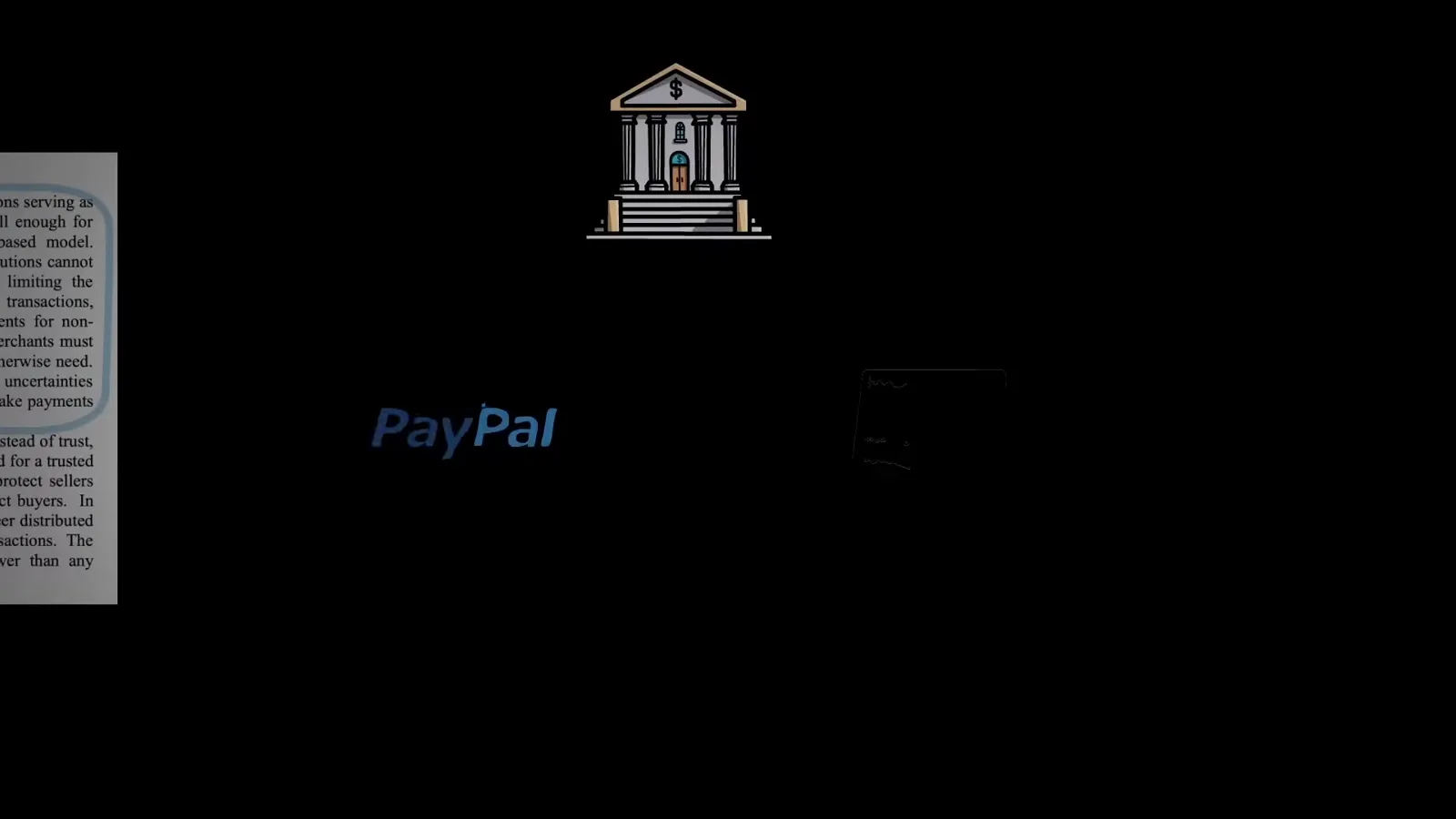 PayPal and bank building illustration of the trusted third party fee problem described in section one of the Bitcoin whitepaper PayPal and bank building illustration of the trusted third party fee problem described in section one of the Bitcoin whitepaper