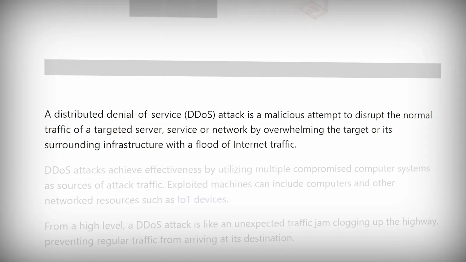 Slide defining a distributed denial of service attack, the excuse BitConnect gave for shutting down