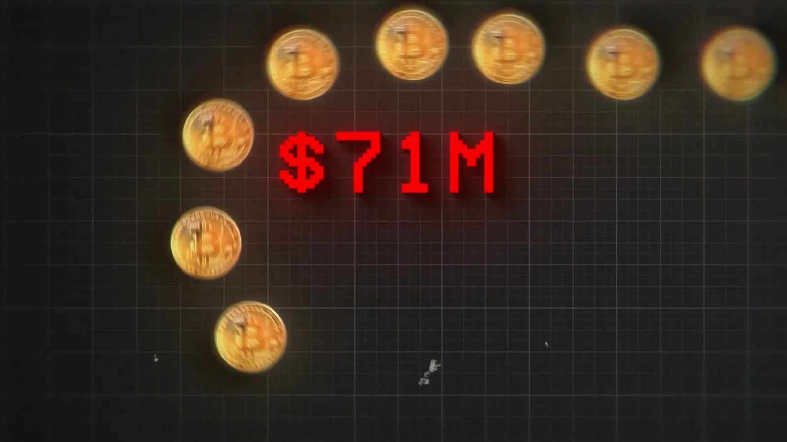 Animation of bitcoin coins circling the figure 71 million dollars for about 1 percent of 2016's bitcoin supply, sizing the Bitfinex theft Animation of bitcoin coins circling the figure 71 million dollars for about 1 percent of 2016's bitcoin supply, sizing the Bitfinex theft