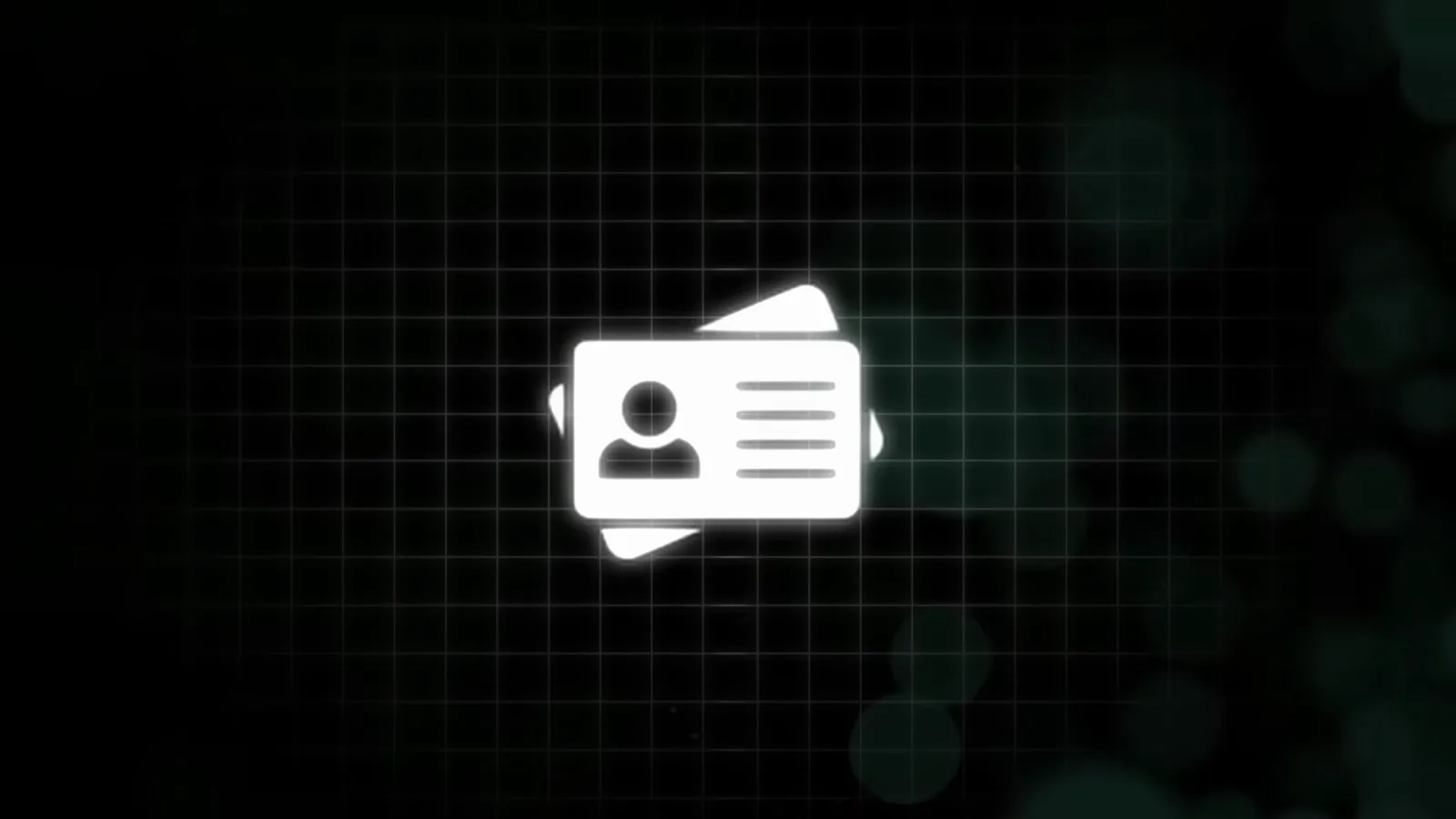 White ID card icon on a dark grid background, standing in for the identity documents BTC-e never asked any customer to provide White ID card icon on a dark grid background, standing in for the identity documents BTC-e never asked any customer to provide