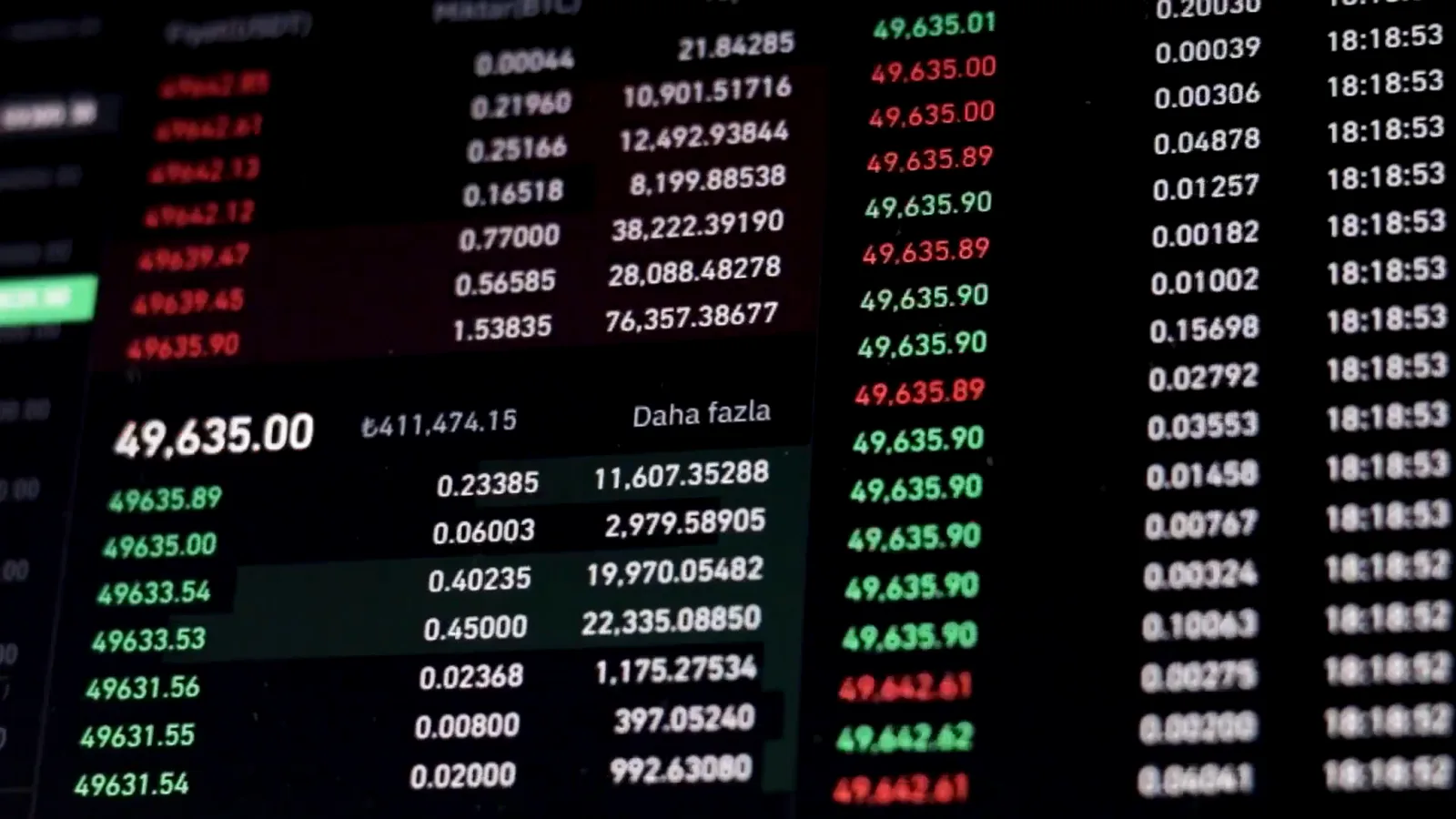 Cryptocurrency exchange ticker board listing green and red token prices during the final altcoin rally of early January 2018 Cryptocurrency exchange ticker board listing green and red token prices during the final altcoin rally of early January 2018