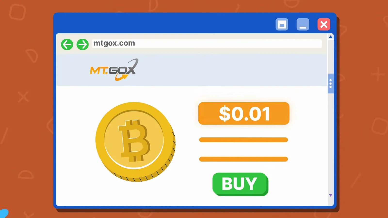 Mt. Gox trading screen quoting Bitcoin at $0.01 with a BUY button during the 2011 flash crash caused by compromised credentials Mt. Gox trading screen quoting Bitcoin at $0.01 with a BUY button during the 2011 flash crash caused by compromised credentials