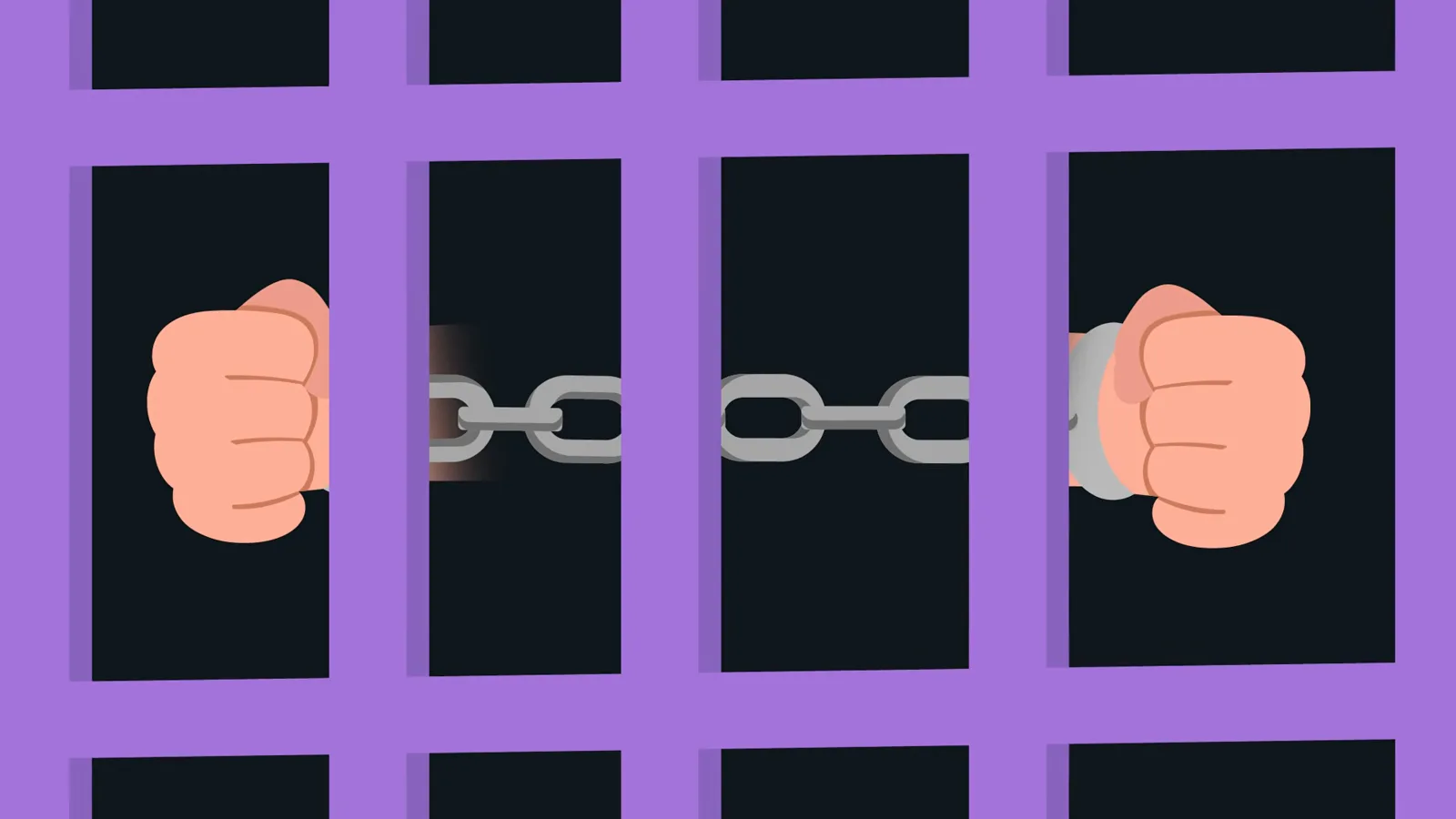 Handcuffed fists behind purple jail bars representing Mark Karpeles' 2015 arrest over the Mt. Gox collapse Handcuffed fists behind purple jail bars representing Mark Karpeles' 2015 arrest over the Mt. Gox collapse