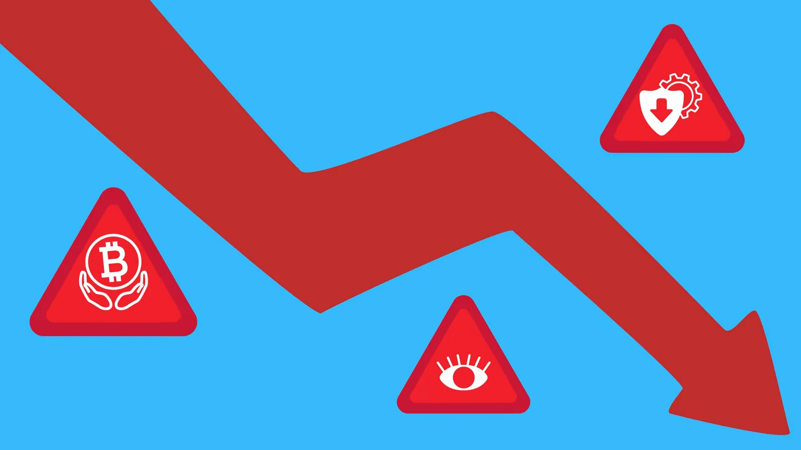 Red crashing market arrow with Bitcoin and security warning icons showing the lasting damage and lessons of the Mt. Gox collapse Red crashing market arrow with Bitcoin and security warning icons showing the lasting damage and lessons of the Mt. Gox collapse