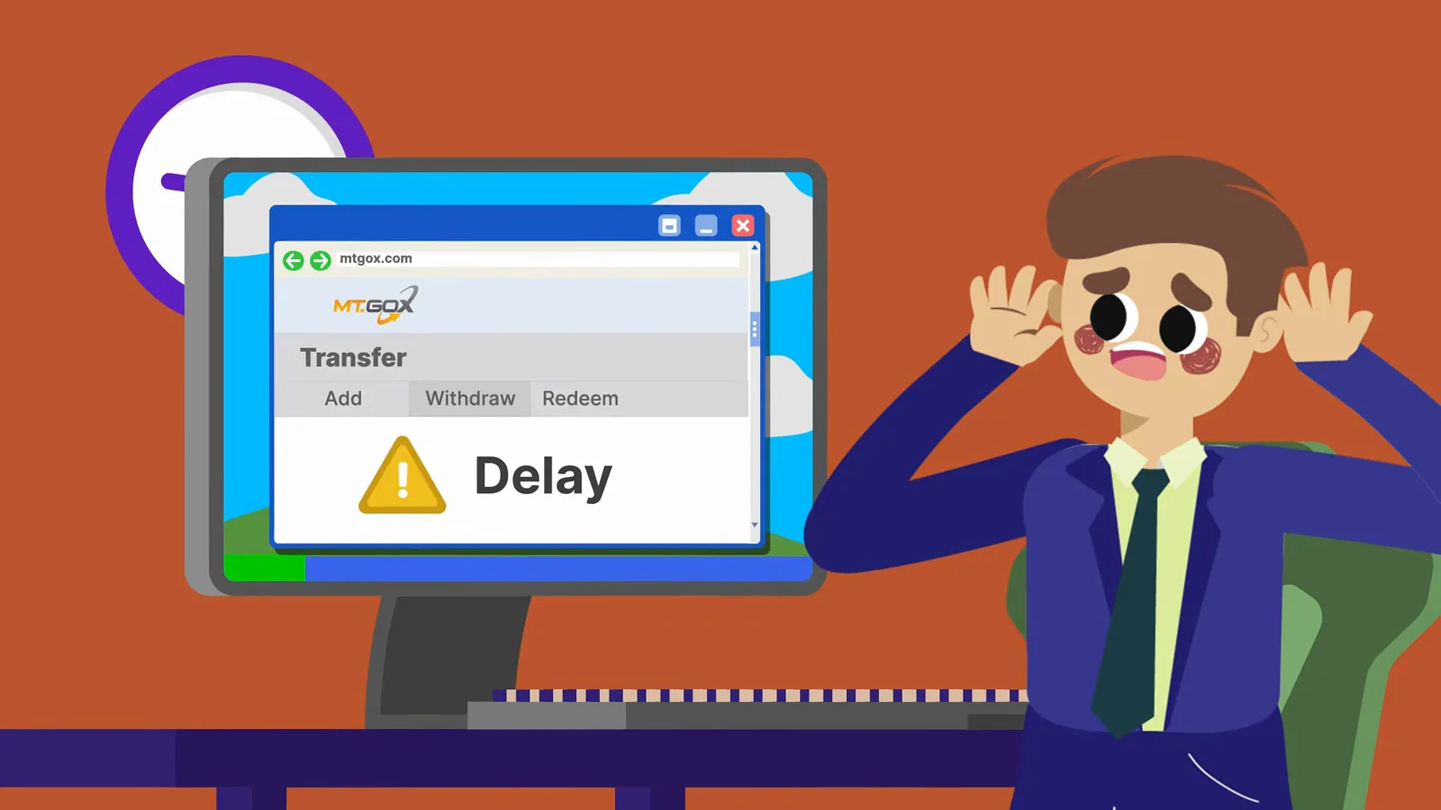 Worried Mt. Gox customer facing a Withdrawal Delay warning on the exchange screen in early 2014 Worried Mt. Gox customer facing a Withdrawal Delay warning on the exchange screen in early 2014