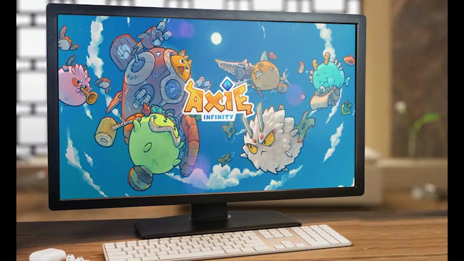 Axie Infinity running on a desktop monitor in a home gaming setup, the play-to-earn game whose 2.7 million daily users made Ronin a target Axie Infinity running on a desktop monitor in a home gaming setup, the play-to-earn game whose 2.7 million daily users made Ronin a target