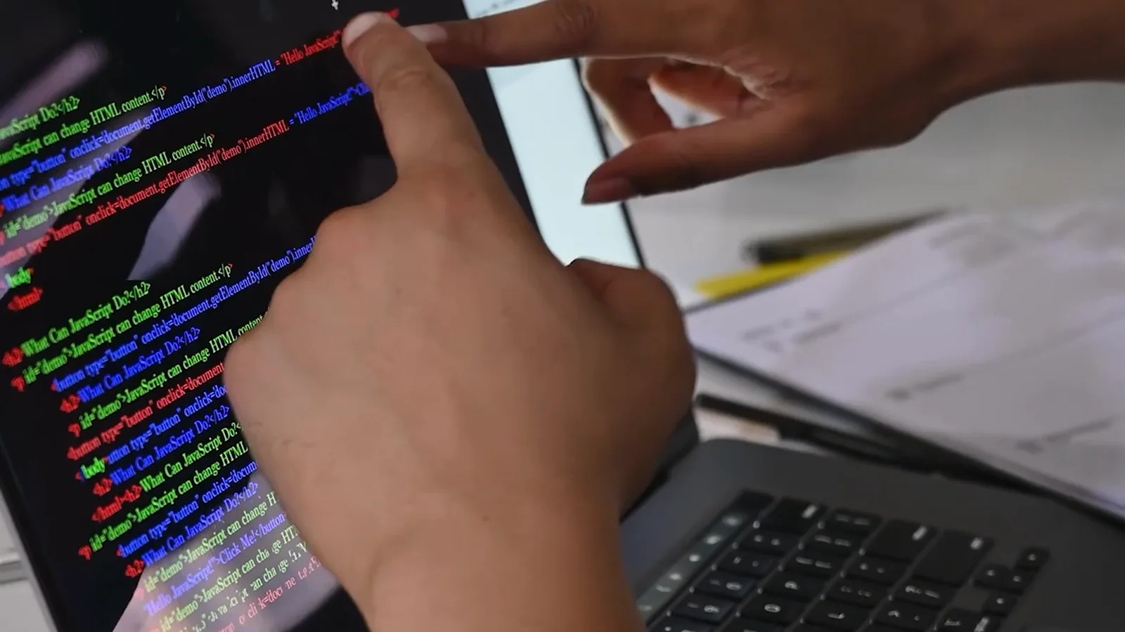 Finger pointing at red terminal error lines on a laptop screen, the failed 5,000 ETH withdrawal request that exposed Ronin Bridge's empty pool Finger pointing at red terminal error lines on a laptop screen, the failed 5,000 ETH withdrawal request that exposed Ronin Bridge's empty pool